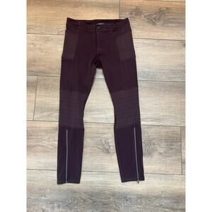 Athleta Trailsetter Ponte Motion Moto Zip Pants Size 4P Womens Burgundy